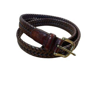 Fossil Braided Leather Bonded Belt Men 38 Brown Woven Classic Preppy Adjustable